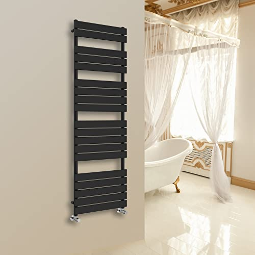NRG Contemporary Flat Panel Bathroom Heated Towel Rail Radiator Rad Warmer - 1800 x 600mm Black