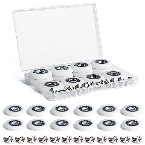 SPDYCESS 12 Pieces 25mm Shower Door Roller, Bathroom Glass Sliding Door Pulleys Wheels Runners, Replacement Shower Screen Parts with M4x10mm Stainless Screw