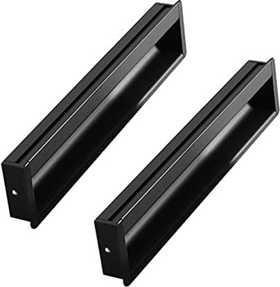 moaupr 2 Stück Schiebetür Griffmuschel Einlassgriff Aluminiumlegierung Versteckte MöBelknöpfe Schale zum Einlassen MöBelgriff Vertieft Muldengriff Geschlitzt,Mattes Schwarz 120mm