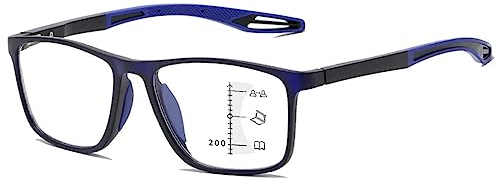 KOOSUFA Gleitsichtbrille Progressive Multifokus Anti-Blaulicht Lesebrille Herren Damen Ultraleicht TR90 Rahmen Federscharnier Computerbrille Gleitsicht Arbeits Lesehilfe Dunkelblau, 2.0