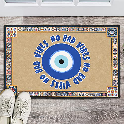 Welcome Doormat Evil Eye No Bad Vibes Indoor Outdoor Entrance Door Mat Bath Rug Decorative Non-Slip Door Mats Kitchen Door Mats Porch Mats Home Decor 40x60cm