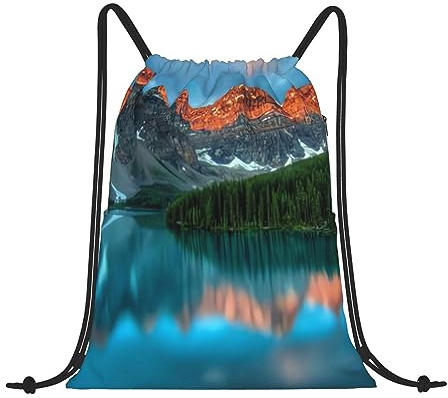 HaLvah Kordelzugbeutel Banff Nationalpark Druck Sport Rucksack String Schwimmtasche für Damen Herren, Schwarz , One size