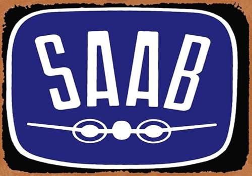 muecddoa Saab Cars Schweden Poster Metall Blechschild 20,3 x 30,5 cm Vintage Retro Man Cave Wanddekoration