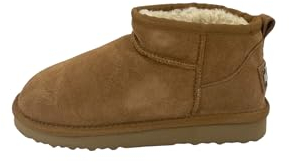 OOG Damen Lederboots mit Lammfell Echt-Leder warm gefüttert Schnee Boots Winter Boots Übergröße 42 (5889 Camel, numeric_36)