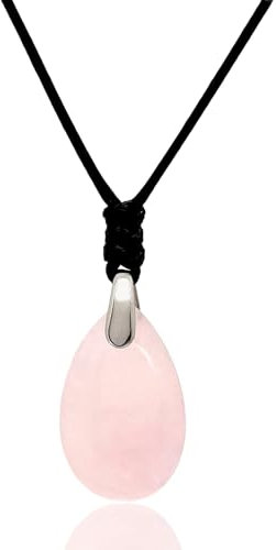 arana's - Colgante cuarzo rosa mujer - Collar ajustable con piedra natural gota de agua - Cristales y piedras preciosas energeticas - Curacion chakras sanacion (Cuarzo Rosa)