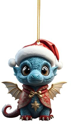 Niedlicher Weihnachtsdeko Baby Drache im Ei Anhänger Weihnachten Dinosaur 2D Acryl Lustige Weihnachtskugel Katze Cute Deko Christmas Ornaments Tree Decorations Weihnachtsbaum Tannenbaumschmuck