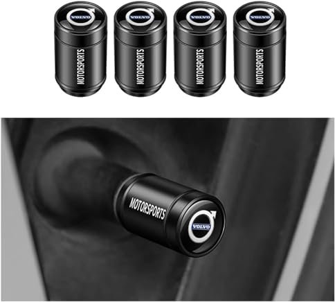 4 Stück Ventilkap aus Aluminium,für Volvo XC60 Recharge XC90 Recharge. Metall-Reifenventil-Staubkappen, korrosionsbeständiges Leck-Autozubehör,C