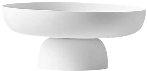 Tazón redondo con pie, Bol de plástico con pedestal Frutero Decorativo con Pie de Tazón Expositor de Postres con Pedestal Extraíble para Panes, Aperitivos y Crema de Ensalada, blanco