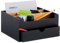 Relaxdays Schreibtisch Organizer, 1 Schublade, 6 Fächer, Bambus, HxBxT: 13x26x23,5 cm, Büro-Organisator, schwarz/Natur
