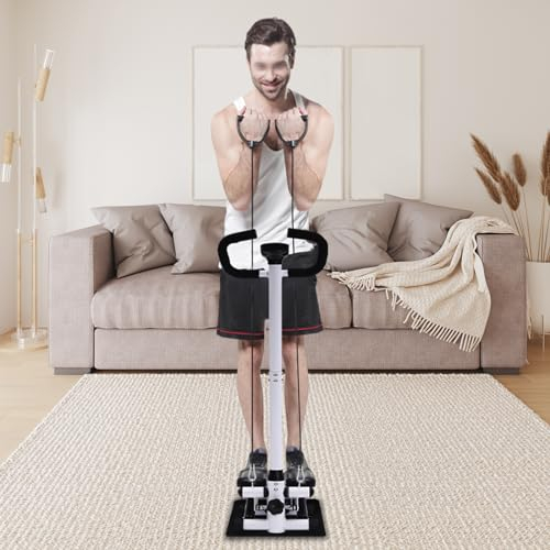 Fitness Stepper, Übung Stepping Machine, Fitness Stepper mit Lenker&Widerstandsbänder für Anfänger & Fortgeschrittene,Ideal zum Abnehmen Formen und für das tägliche Training