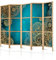 murando - Paravent Innen Raumteiler Holz Blätter 225x172 cm 5-teilig Japanische Trennwand Raumtrenner Room Divider Mobiler Sichtschutz Spanische Wand Raum Abtrennung Botanik Natur f-A-0146-bh-c