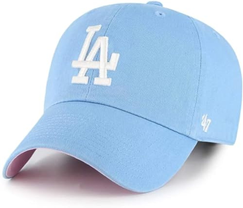 '47 Los Angeles Dodgers Primary Logo Ballpark Clean Up Dad Casquette de baseball – Plusieurs couleurs, Bleu Columbia - Rose, taille unique