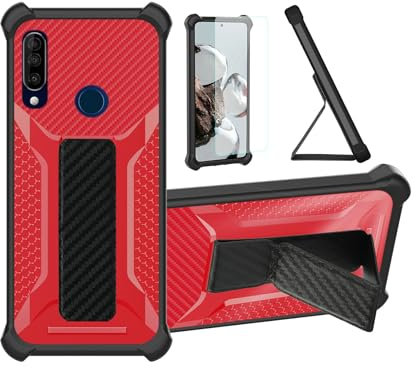 Aroepurt Hülle Für Wiko View 3 Hülle Case Handyhülle Schutzhülle Cover [mit gehärtetem Glas-Screen-Protector] Hybrid [Folding Support Magnetic] [Frosted Anti-Fingerprint] Rot