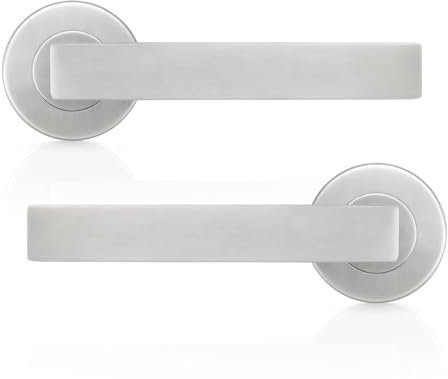 Probrico 1 Pack Door Handles On Rose,Liberty Style Door Levers with Brushed Nickel Finish,Square T-Bar Internal Door Handles for Hollway and Storage Room,No Latch Included