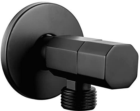 Yameifj Eckwasserventile Becken Schwarz, Messing-Absperrventil, Warm- und Kaltwasser, Gartenhahn, Wasserhahn-Absperrventilwinkel, Außenwasserhahn, Schwarz charitable