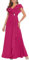 HPPEE Vestido largo para madre de la novia para mujer, con volantes, mangas de capa, vestido formal de invitada de boda, fucsia, 46