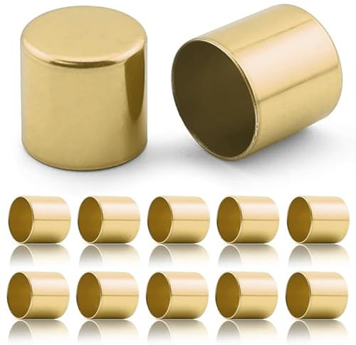 Ganzoo Endkappen aus Metall / 10er Set/für 8mm PPM Seil, Tau, Schmuck, Kordelende bei Hundeleine, Halsband, Kette, Farbe: Gold Matt