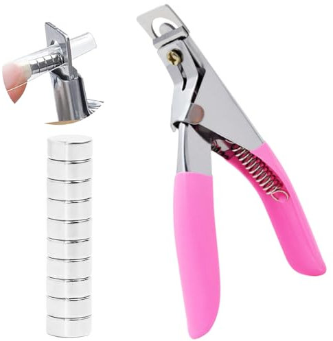 KOLZEMV Coupe-ongles en gel avec 10 aimants, coupe ongle, coupe ongle professionnel, Coupe-ongles professionnel pour faux ongles, Coupe-ongles en gel - Accessoire pour faux ongles, Rose