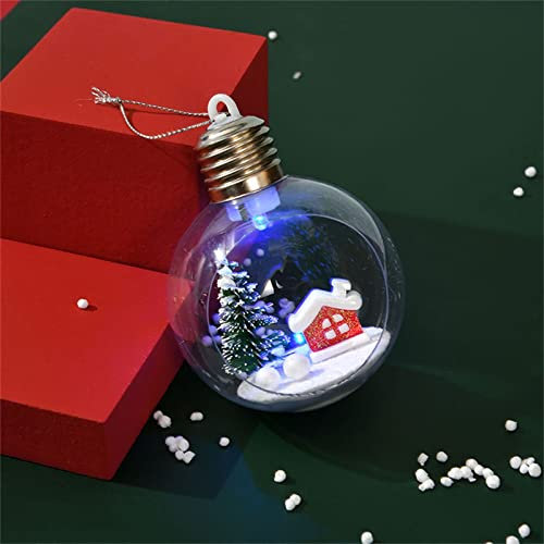 Thun Palla di Natale Con Decorazioni LED - Ornamenti Trasparenti Per La Festa Di Natale 2024 - Palline in Plastica (A, One Size)