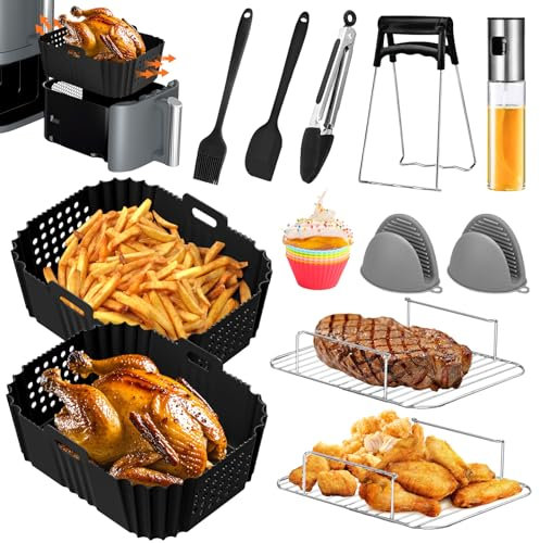 Accessoires Air Fryer, 17PCS Accessoires pour Ninja Double Stack XL SL400EU SL400EUCP, Moule Silicone Air Fryer 9,5L, Air Fryer Accessoires, Accessoires pour Friteuse à Air