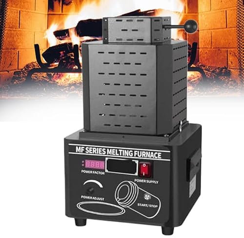 WEIMILOR Four de Fusion d'or 5KW 2912F Fusion Rapide Argent Cuivre Fer Aluminium Étain Électromagnétique avec creuset en Graphite Conception sûre Large Application,BLACK-1KG