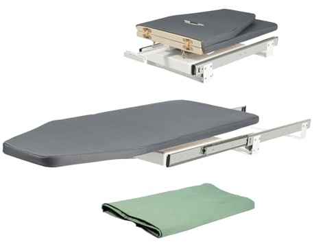 OUBUBY Tablas de planchar montadas en la pared, 90 x 30 cm, plegables, con funda resistente al calor, rotación de 180°, tablas de planchar que ahorran espacio para cajones, percheros, 224 mm x 1770 mm