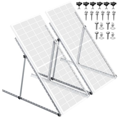 Rvpozwer Lot de 2 supports de montage réglables pour panneau solaire de 114,3 cm, pieds inclinables pliables anodisés, support de panneaux solaires de 100, 200, 300, 400 W, support de (2pcs)