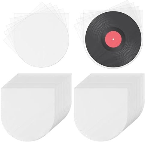 12 Inch Vinyl Inner Sleeves, 50 PCS Record Sleeves Anti Static Round Vinyl Protective Covers for 12 Inch Record Albums LP