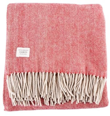 Ulfberth - Fischgrät Rechteckmantel aus Wolle - Mittelalter Umhang - Wikinger Wolldecke - LARP, Reenactment (Weinrot-Natur)