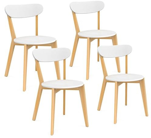 IDMarket - Lot de 4 chaises scandinaves Freja Bicolore Blanc et Bois pour Salle à Manger