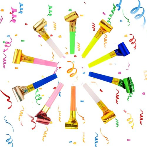 Yeefunjoy 10 Pezzi Trombette Festa Compleanno, Trombette Colorate Party Blower Whistle Toy for Kids, Trombette Festa Compleanno Partito Fischietto per Matrimoni Carnevale Compleanno Bambini