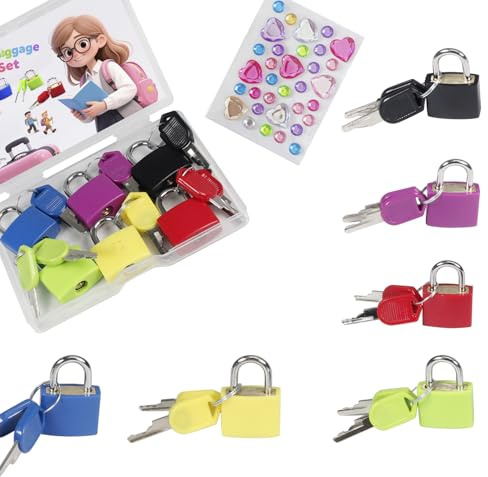 6Pcs Multicolor Luggage Padlocks Set with Keys, Mini Suitcase Locks, Small ABS Plastic & Copper Locker Locks, Tiny Lock for School Gym Locker, Backpack, Journal and Jewelry Box