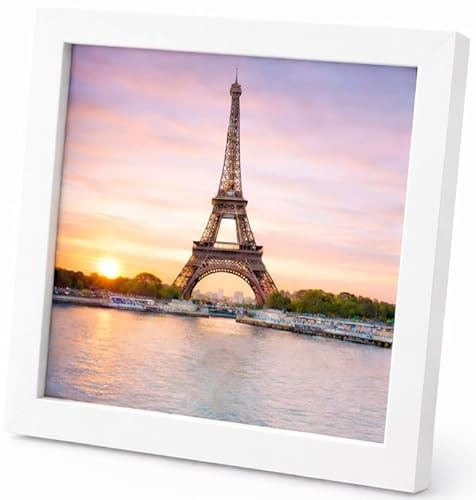 Abio Bilderrahmen 20x20cm Weiß MDF Acrylglas Fotorahmen Frame Posterrahmen für Fotos Bilder Poster Rustikal Vintage Retro