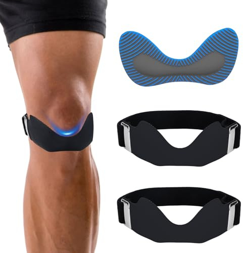 Goktvai 2pz Supporto per Tendine Rotuleo, Stabilizzatore Rotuleo in Silicone Tutore Ginocchio Regolabile Antiscivolo per Donne e Uomini Corsa Escursionismo Basket Fitness Tennis Ciclismo (Nero)