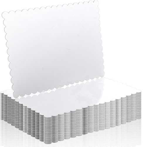 Osmond 20 Pack Disposable Cardboard Cake Bases Rectangle Cake Board 14x10 Inch Gold Foil Quarter Cake Sheet for Baking White