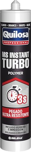 Quilosa MS Instant Turbo, Adhesivo Polímero Profesional, Blanco, 280ml, Ultra Resistente, Para Pegado Inmediato en 3 Segundos