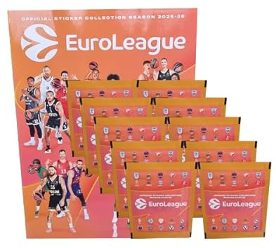 Turkish Airlines EuroLeague Basketball 2025/26 Bundle – Softcover Album + 10 Stickertüten à 5 Sticker – Zufällige Sticker, keine komplette Kollektion