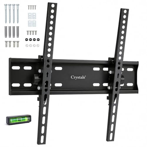 Crystals TV Wall Mount Bracket for 32-55 Inch TVs | Tilting Low Profile Wall Mount | Universal VESA up to 400 x 400mm | Heavy Duty Steel | Supports up to 52kg | Easy Installation | Black