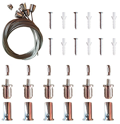 AAPLUS- 6X Seilaufhängung Einbauset/Einbaukit Befestigungsmaterial Montagematerial Abhängeset Zubehör für LED Panel Deckenleuchte 30x30/ 30x60/ 60x60/ 62x62/ 120x30cm(Acciaio inox + Kupfer+ ABS)
