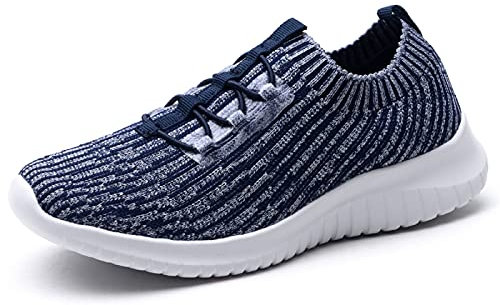 konhill Zapatillas Casual Mujer Sin Cordones Caminar Transpirable Tenis Deportivas Cómodas Ligeros Zapatos EU 35 Azul Marino
