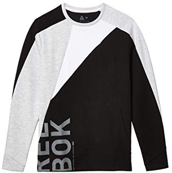 Reebok Herren One Series Blocked Crew Neck Fleece, Herren, Sweatshirt mit Rundhalsabschnitt, One Series Blocked Crew Neck Fleece, schwarz, X-Large