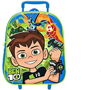Ben 10 Kinderkoffer, Blau, 4 Räder, Wasserfest, 6-12 Jahre