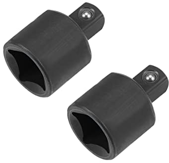 Sourcing Map Stecknuss-Adapter, 3/8-Zoll-Antrieb (F) auf 1/4-Zoll-Antrieb (M) Cr-V, Schwarz, 2 Stück