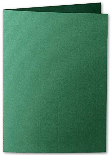 ARTOZ 50x DIN B6 Faltkarten - Racing Green (Grün) gerippt 120 x 169 mm Klappkarten blanko - Karten zum selbstgestalten mit 220 g/m² edle Egoutteur-Rippung - Serie 1001
