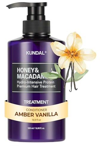 KUNDAL protein treatment 500ml (bernstein vanille) | 16.9 Fl Oz, Korean Hair Care Damage Repair, Deep Hydration, Long Lasting Fragrance, With Honey, Argan Oil, Macadamia Oil