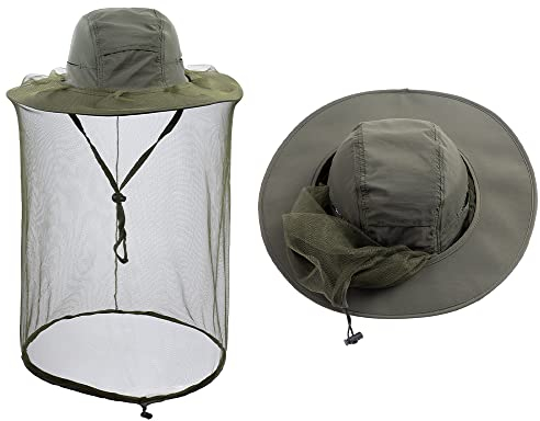 HunterBee Imkerhut/Moskito Kopfnetz Hut/Kopfnetz Hut/Anti Moskito Netzhut/Unisex-Armeegrün