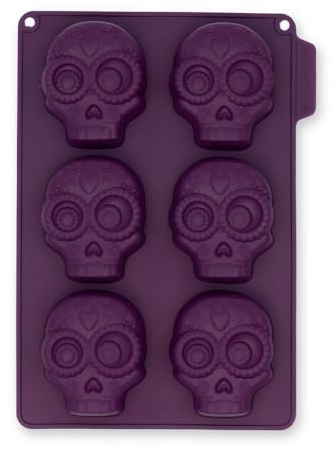 CÉCOA • Moule Silicone Halloween Têtes de Mort Calavera• 100% Silicone Alimentaire Sans BPA • Anti-Adhésif • Cuisson Parfaite & Démoulage Facile • DIY Gâteaux, Friandises, Goûter Enfant, Pâtisserie