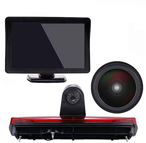 1280 x 720 Pixels 1000TV Lines Car Top Mount Third 3rd Brake Light Camera Brake Light Reversing Camera for Ford Transit Connect 2014-2017 Transporter Business MPV SUV Bus + 7 Inch Car Reverse Monitor