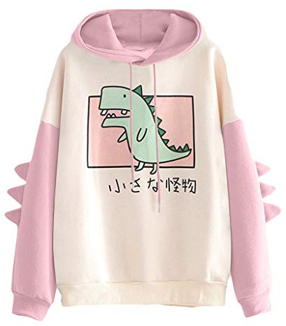 RUNYN Hoodie Damen Sweatshirt mit Kapuze Japanischen Stil Kawaii Karikatur Kapuzenpullover Mädchen Herbst und Winter Pullover für Party Reisen Tägliche