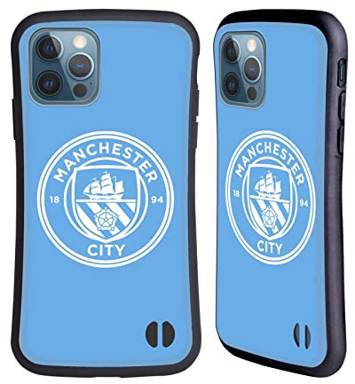Head Case Designs Officially Licensed Manchester City Man City FC Blue White Mono Badge Hybrid Case Compatible With Apple iPhone 12 / iPhone 12 Pro